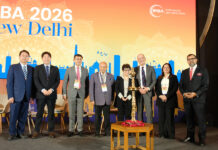 From left to right: Jack Li of Jin Mao Partners; James Jung, IPBA vice-president; JSA partner Upendra Nath Sharma; Indian Society of Law Firms President Lalit Bhasin; IPBA president-elect Priti Suri, IPBA outgoing president Michael Chu; Phoenix Legal senior partner Manjula Chawla; and Rudra Kumar Pandey, partner of Shardul Amarchand Mangaldas & Co.
