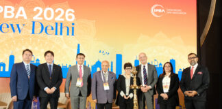 From left to right: Jack Li of Jin Mao Partners; James Jung, IPBA vice-president; JSA partner Upendra Nath Sharma; Indian Society of Law Firms President Lalit Bhasin; IPBA president-elect Priti Suri, IPBA outgoing president Michael Chu; Phoenix Legal senior partner Manjula Chawla; and Rudra Kumar Pandey, partner of Shardul Amarchand Mangaldas & Co.